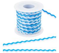 GORGECRAFT 8mm Wide Rick Rack Trim Wave Bending Fringe Ribbon 16M Two Tone RIC Rac Zig Zag Woven Braided Fabric for Hair Bands Wedding DIY Craft Party Xmax Decoration, Dodger Blue White