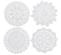 GORGECRAFT 8Pcs 4 Styles Lace Doilies Round Flower Crochet Table Placemats Vintage Small Handmade Crocheted Coasters Cup Mat for Wedding Tea Party Table Decor Dining Room White 19.2/19.6/22.3/21cm