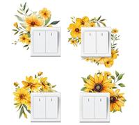 GORGECRAFT 8Pcs 4 Styles Yellow Flowers Switch Stickers Waterproof PVC Socket Surround Decals Sunflowers Daisy Pattern Art Wall Stickers for Home Office Living Room Bedroom Bathroom Light Switch Decor
