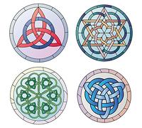 GORGECRAFT 8PCS 6.3 Inch Celtic Knot Window Decals Static Triquetra Symbol Glass Sliding Door Sticker Clings Waterproof Vinyl Film Bedroom Bathroom Decals for Prevent Stop Birds Dogs Pets Strikes