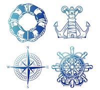 GORGECRAFT 8PCS 6.30" Anchor & Helm Pattern Window Decals Static Glass Sliding Door Sticker Clings Non-Collision Vinyl Film Bedroom Alert Decals for Prevent Stop Birds Dogs Pets Strikes