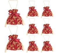 GORGECRAFT 8Pcs Floral Small Gift Bag with Handles 15.1x16.2cm Red Flower Drawstring Candy Pouch Tea Party Favor Thank You Bags for Wedding Birthday Bridal Shower Engagement Party Supplies