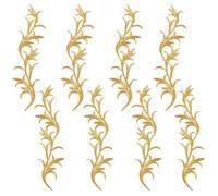 GORGECRAFT 8PCS Gold Metallic Leaf Embroidered Iron on Patch Leaves Flower Vine Border Fabric Ethnic Boho Wreath Lace Applique Scroll Motif for DIY Sewing Wedding Prom Dress Clothes Pants Shoes Pillow