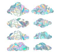 GORGECRAFT 8Pcs Large Cloud Rainbow Window Clings 3D Decorative Window Privacy Film Anti-Collision Glass Door Prismatic Static Stickers Suncatcher Alert Decals for Kitchen Bedroom Prevent Bird Strikes