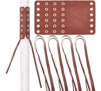 GORGECRAFT 8Pcs Motorcycle Grip Covers Brown PU Leather Soft Waterproof Anti Slip Bicycle Hand Grips Throttle Brake Clutch Handlebars Wrap Cover with Strap for Enhancing Control Comfort Accessories