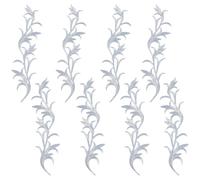 GORGECRAFT 8PCS Silver Leaf Applique Metallic Embroidered Iron On Patch Trim Retro Floral Vine Border Long Scroll Motif Leaves Boho Appliques for Dress Pillow Clothes Sewing Crafts Embellishment