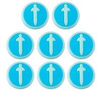 GORGECRAFT 8PCS Thumb Grips Silicone Joystick Caps Blue Round with Sword Analog Joy Con Stick Protective Button Cover Compatible with Switch OLED Lite Console Accessories for Gamepad NS