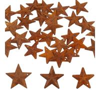 GORGECRAFT 90PCS 3 Sizes Rusted Primitive Stars Tin Dimensional Metal Barn Stars Pendants Western Five-Pointed Star Accents for Arts Crafts Halloween Christmas Farmhouse Garden Wall Home
