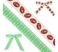 GORGECRAFT 9m 2 Styles x 2.2cm Rugby Fabric Ribbons Sports Ball Grosgrain Ribbons Rugby Football Cheer Team Decorations for DIY Crafts Cheer Bows Team Uniform Sewing Gift Wrapping Party Decor