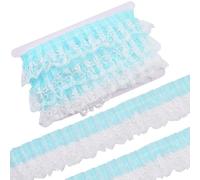 GORGECRAFT 9M Pleated Mesh Lace Trim 5cm Wide Gathered Chiffon Ribbon Embroidered Applique Ruffled Lace Edging Trimming Fabric for DIY Sewing crafts Wedding Bridal Dress Clothes Embellishment