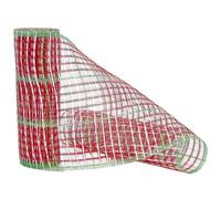 GORGECRAFT 9m Red and Green Check Deco Mesh Ribbon 26.5cm Basic Stripes Metallic Fabric Plaid Polyester Mesh Rolls for Christmas New Year Winter Wedding Valentine Welcome Wreath Swags Decor