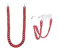 GORGECRAFT Acrylic Eyeglass Chain, Eyeglasses Necklace with 304 Stainless Steel Lobster Claw Clasps Glasses Cord for Women, Red