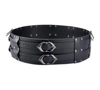 GORGECRAFT Adjustable Black PU Leather Knight Corset Belt Wide Medieval Viking Embossed Armor Belt Renaissance Vintage Leather Waistband with Buckles for Men Women LARP Halloween Ren Faire Costume