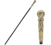 GORGECRAFT Antique Victorian Cane Vintage Walking Stick 146.6cm Long Costume Cane Plastic Punk Prop Pretend Play Scepter with Golden Copper Color Top Knob Cosplay Prop for Halloween Themed Events