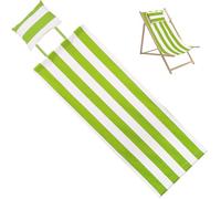 GORGECRAFT Beach Sling Chair Canvas with Pillow 113x43cm Olive White Stripes Replacement Deck Chairs Canvas Cloth Fabric Outdoor Folding Lounge Chair for Patio Outdoor Sunbathing Garden Courtyard
