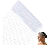GORGECRAFT Birdcage Veil Netting Fabric 1m x 25cm White Pearl Bead Mesh Fascinator Millinery French Organza Rhombus Ball Tulle Headband Bride Hair Net Headdress Hat Veil for Women Wedding Tea Party