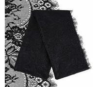 GORGECRAFT Black Eyelash Lace Fabric Soft Floral Mesh Allover Double Boarder Trim Ribbon Embroidered Lace Tulle Rectangle Tablecloth Table Cover Overlay for DIY Wedding Tabletop Decor 29.5x118 Inch