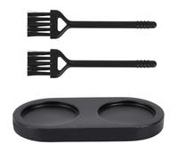 GORGECRAFT Black Pepper Grinder Rest Wood Holder Salt and Pepper Mill Wooden Tray Dining with 2PCS Cleaning Brushes 14 x 7cm Table Protector Shaker for 2 Mills Home Kitchen Decoration