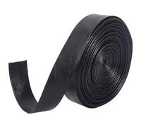 GORGECRAFT Black PU Leather Straps 5m x 20mm Leather Trimming Tape Foldover Leather Strips 1mm Thick Lambskin Texture PU Leatherette Flat Leather Cord String for DIY Sewing Crafts Jewelry Making