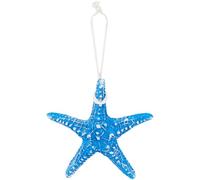 GORGECRAFT Blue Starfish Ornaments Resin 21cm Summer Sea Ocean Beach Themed Artificial Hanging Finger Star Fish Ornament with Rope for DIY Craft Wedding Christmas Wreath Home Decor