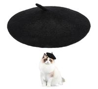 GORGECRAFT Cat Beret Hat Dog Beanie Headband Wool Pet Puppy French Artist Beanie Beret Mini Caps Small Dog Headwear Decor Costume Hair Accessory for Party Cosplay Carnival Christmas Photo Props Black