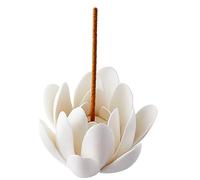 GORGECRAFT Ceramic White Lotus Incense Burner Flower Cone Incense Sticks Holder Handmade Porcelain Petals Style Coil Base Support Stand for Yoga Studio Living Room Home Fragrance Decoration