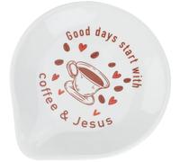 GORGECRAFT Coffee Spoon Rest Holder Good Days Start with Coffee White Ceramic Spoon Rests Gifts Kitchenware Cooking Gadget Utensil Rest for Coffee Station Decor Bar Accessory Papa