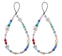 GORGECRAFT Colorful Beaded Phone Lanyard Wrist Strap Glass Crystal Cute Flower Butterfly Anti Lost Chain 2Pcs Exquisite Mobile Phone Chain String Phone Charm Strap Phone Case Accessories for Women