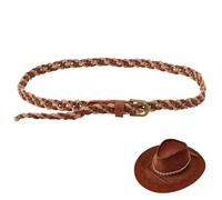 GORGECRAFT Cowboy Hatband Boho Hat Belt with Iron Braiding Woven PU Imitation Leather Brown Adjustable Polyester Western Vintage Retro Belt for Straw Sun Beach Hats DIY Decoration Accessories