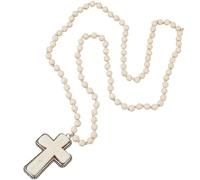 GORGECRAFT Cross Charm Necklace Boho Turquoise Natural Stone Beaded Long Pendant Bohemian Western Vintage Gemstone White Beads Crucifix Chunky Statement Handmade Choker for Jewelry Women Men