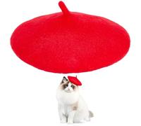 GORGECRAFT Dog Beret Hat Red Cats Hats Headband Wool Pet Puppy Headwear French Artist Beanie Beret Mini Caps Small Dog Christmas Costume Hair Accessory for Party Cosplay Carnival Photo Props