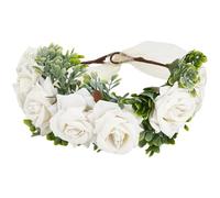GORGECRAFT Dog Flower Collar Wedding White Floral Headband Adjustable Flower Crown Attire Wreath Bow for Female Women Pets Cats Dog Costumes Valentine's Day Party Festivals Photo Props 20 x 21cm