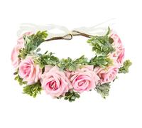 GORGECRAFT Dog Wedding Flower Collar Adjustable Puppy Outfit Floral Attire Collars Flowers Headband Wreath Garland Photo Prop Accessories for Wedding Ceremony Female Male Puppy Cats Pet Pink
