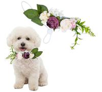 GORGECRAFT Dog Wedding Flower Crown Headband Adjustable Pet Crown Wreath Collar Dog Wedding Outfit Puppy Floral Attire Collars Headwear Photo Prop Accessories for Puppy Cats Pet Costume Decor