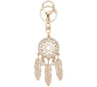 GORGECRAFT Dream Catcher Key Ring Gold Metal Clear Rhinestone Keychain Pearl Good Luck Friendship Dreamcatcher Hanging Decoration Feather Pendant Charm for Key Chain Purse Handbags Women
