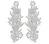 GORGECRAFT Embroidered Car Bone Lace Paste Flower Applique Patches Sew on Garment Accessories Bias Tape Maker Tool Set Kit for Evening Dress Headdress Cuffs, Silver