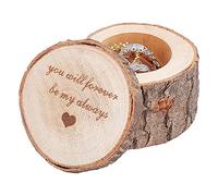 GORGECRAFT Engraved Proposal Wedding Ring Box Wooden Ring Holder Rustic Shabby Chic Rings Bearer Necklaces Wood Storage Ceremony Gift Display