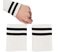 GORGECRAFT Finished Ribbed Knit Cuff Sleeve Cotton Material 11.3x8.9cm Stretch Knitted Sweater Arms Cuff Trim Tubular Rib Cuffing Replacement for Waistband Leg Wear Padded Jacket Sportswear White