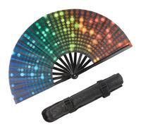 GORGECRAFT Folding Hand Rave Fan Large Plastic Bamboo Foldable Handheld Fans Festival Glitter Holding Fan for Men Women Carnival Club Party Music Dancing Summer Rave Outfits Accessories