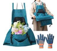 GORGECRAFT Garden Apron Set Green Cloth Water Washable Vegetable Harvesting Pouch Fruit Picking Bag with Quick Release Pocket Nylon Work Gloves for Gardening Harvest Men Women