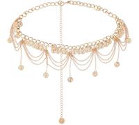 GORGECRAFT Gold Tassel Waist Chain Belt Metal Tassel change Sequins Layered Summer Beach Belly Chain Body Jewelry Accessory for Women Clothes Sweater Bikini Dress Dancing