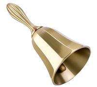 GORGECRAFT Golden Loud Dinner Bell Solid Alloy Hand Call Bell with Metal Handle 9.8x4.8cm Small Ring Handbell for Elderly at Home Wedding Classroom Meditation Animal Training Teaching