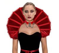 GORGECRAFT Gothic Lace Ruffled Stand Up Collar Queen Vampire Neck Collar with Choker Renaissance Halloween Victorian Cosplay Costume Accessories for Carnival Cosplay