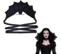 GORGECRAFT Gothic Lace Stand Up Collar Victorian Baroque Evil Queen Standing Collar with Tie Straps Black Women's Lace Victorian Halloween Vampire Costume Accessory for Dress Masquerade Carnival