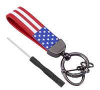 GORGECRAFT Gunmetal Metal Keychain lost proof D-Ring Auto Key Chain Red American USA Flag Car Keychain 360 Degree Rotatable Keyring with Zinc Alloy Ring Universal Vehicle Accessories for Men and Women