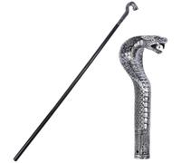 GORGECRAFT Halloween Cosplay Antique Cane Adults Silver Vintage Walking Stick 111.5cm Costume Cane Plastic Egyptian Snake Staff Royalty Scepter Wand for Mystical Pharaoh Ancient Themed Dress Up Party