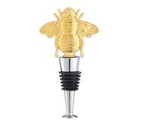 GORGECRAFT Honey Bee Wine Bottle Stopper Gold Metal Reusable Animal Champagne Winebottle Pump Decorative Toppers Silicone Cork for Holiday Housewarming Christmas Halloween Wedding Party