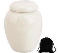 GORGECRAFT Human Ash Urn Small Cremation Urns Memorial Pet Animal Human Ashes Holder Mini Ceramic Burial Funeral Keepsake Urns Container Jar for Male Female Cat Rabbit White 5.35 x 4.2cm