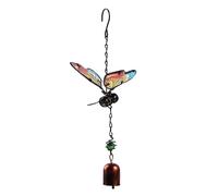 GORGECRAFT Insect Wind Chime Metal Butterfly Bell Chimes 30cm Rustic Outdoor Ornaments Iron Glass Stereo Hanging Ornament Windchimes Decoration for Ga