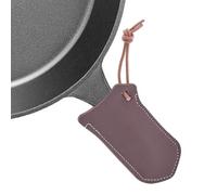 GORGECRAFT Iron Handle Cover PU Leather Pan Handle Coconut Brown Pot Handle Skillet Grips Cover Leather Double Side with Stitched Cookware Panhandle for Kitchen Handmade Skillet Hot Pot Grips